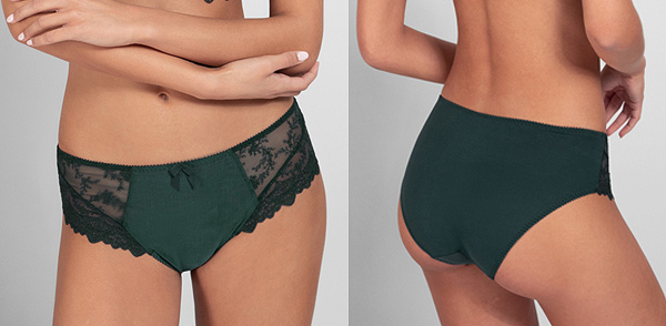 Empreinte's Romantic Louise Range Now in the Elegant Sequoia Green Hue -  Lingerie Briefs ~ by Ellen Lewis