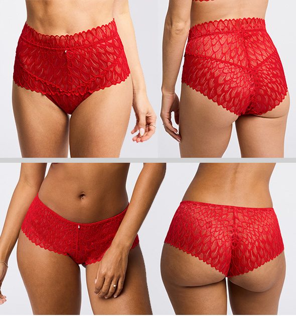 Montelle Lacy Essentials panties in sweet red featured on Lingerie Briefs