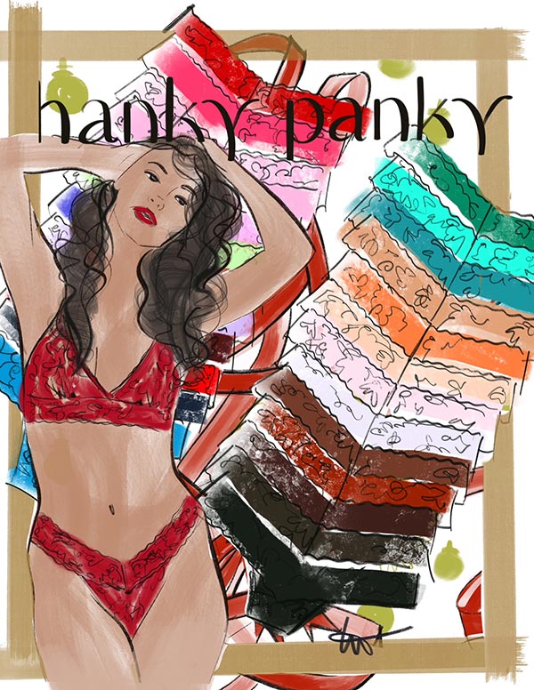 Tina Wilson Fashion Illustration of Hanky Panky on Lingerie Briefs