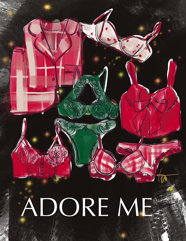 Tina Wilson Fashion Illustration of Adore Me on Lingerie Briefs