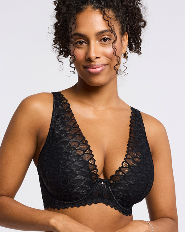 Montelle Lacy Essentials Lacy Full Cup Babydoll in Black - Busted Bra Shop