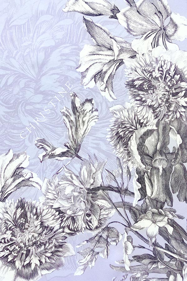 Christine Lingerie 100% silk charmeuse collection in the elegant Toile Jardin print