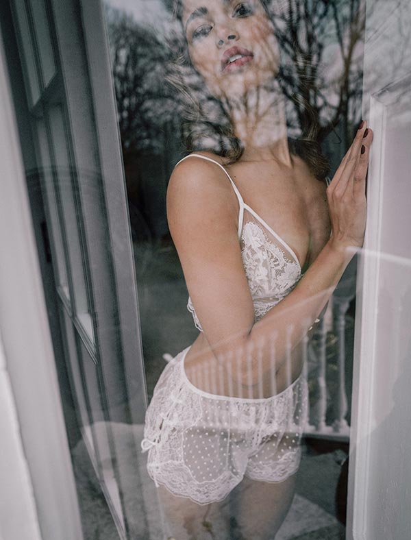 Shell Belle Couture Forbidden Collection of luxury, seductive bridal lingerie designed with sandwashed silk and french laces as featured on Lingerie Briefs