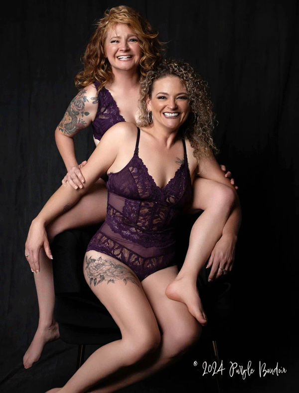 Survivors of Domestic Abuse, sisters Heidi and Kristie Morrison, in a Lingerie photoshoot by Purple Boudoir: Montelle Intimates