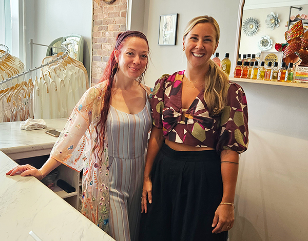 Stephanie and Rose, associates at Over The Moon Boutique in Bath, ME featured on Lingerie Briefs