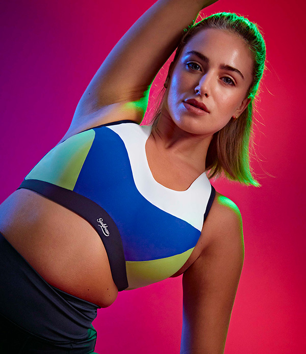 Sculptresse Upbeat sports bra in color-block featured on Lingerie Briefs