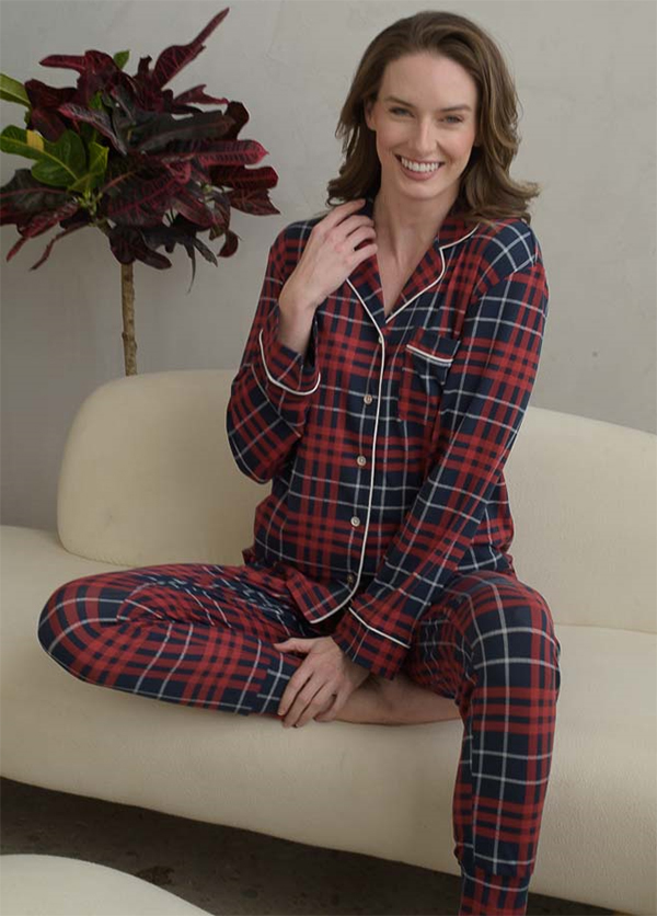 LATTELOVE Holiday jogger pajamas in print in modal as featured on Lingerie Briefs