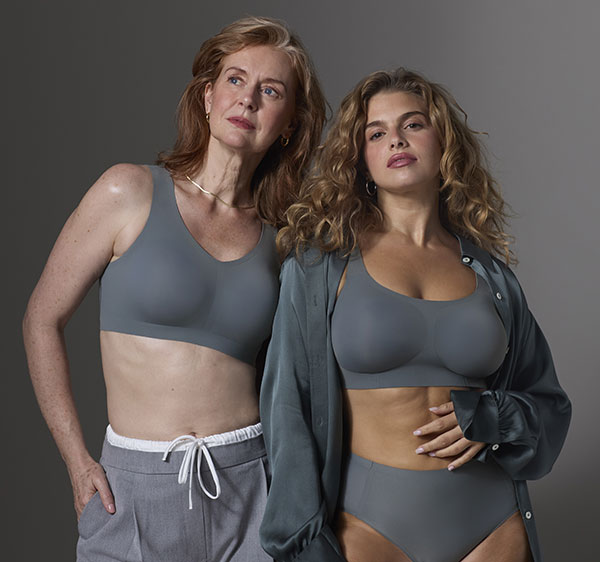 Evelyn & Bobbie slate grey limited edition Bras wirefree to K cup as featured on Lingerie Briefs