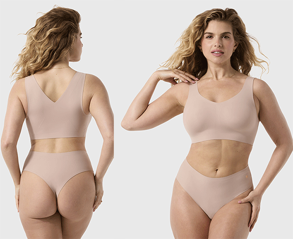 Evelyn & Bobbie Defy wireless bra with patented EB Core technology in color Petal Drift