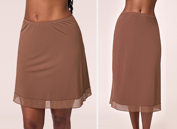 Montelle Short and Long Half Slips in new Mocha featured on Lingerie Briefs