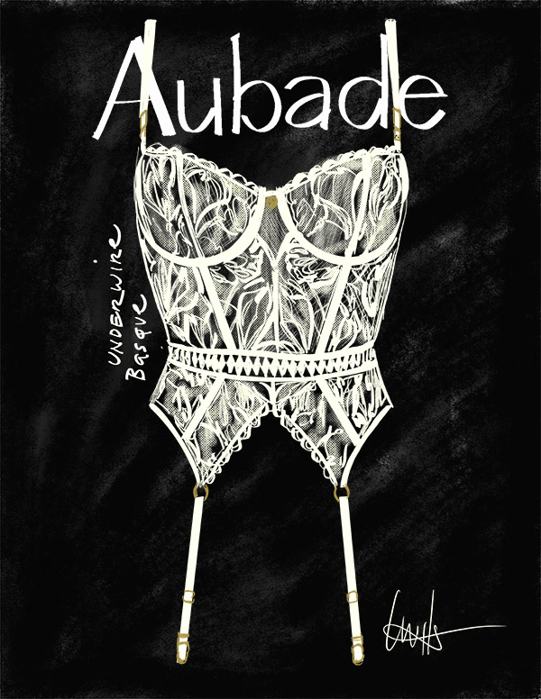 Aubade Corsets fashion illustrations as featured on Lingerie Briefs