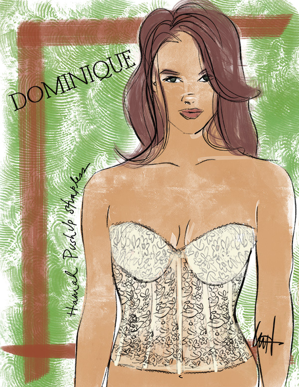 Dominique Corsets fashion illustrations as featured on Lingerie Briefs