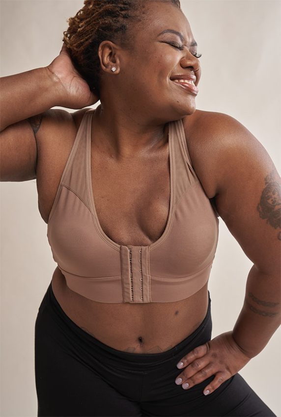 AnaOno Rora pocketed front closure bra for post breast surgery (mastectomy) suffering from Lymphedema & Post-Surgical Edema as featured on Lingerie Briefs