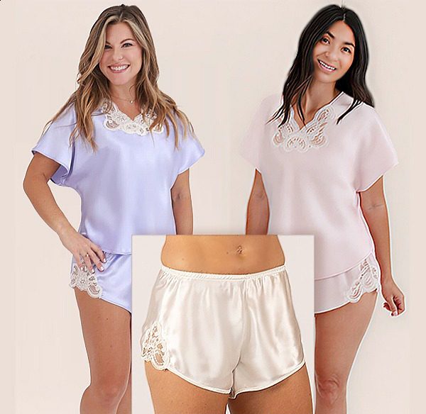Shadowline Rochelle Satin Sleep Shorty featured on Lingerie Briefs