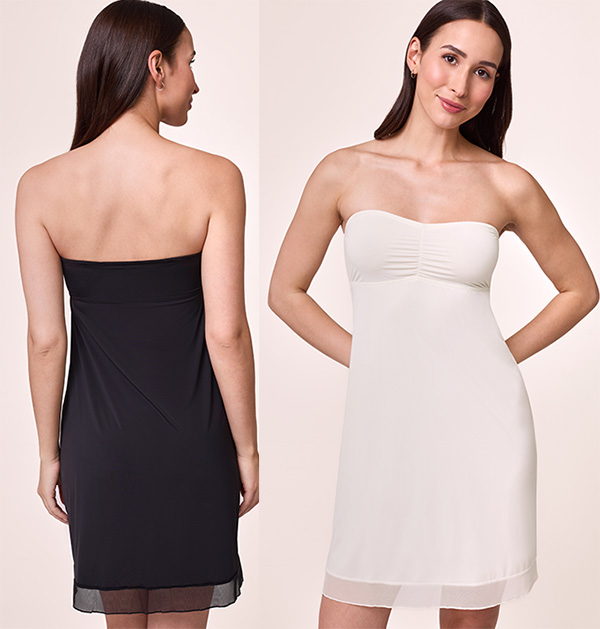 The Montelle Intimates new Strapless Slip with silicone grips and detachable straps as featured on Lingerie Briefs