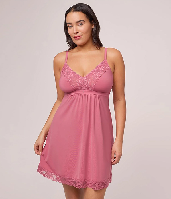 Montelle Bust Support Chemise in Lipstick featured on Lingerie Briefs