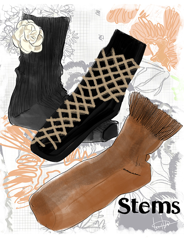 Stems Legwear/ hosiery illustrated by Tina Wilson featured on Lingerie Briefs